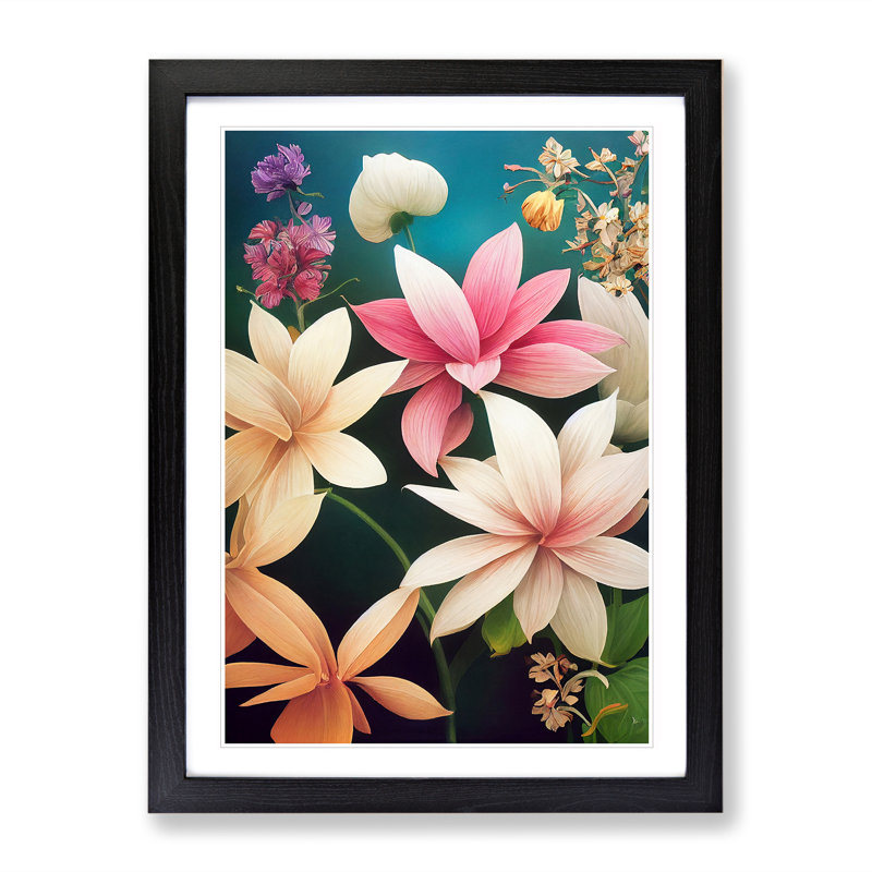 Exclusive Flowers - Single Picture Frame Print, Black Framed, 46cm H x 34cm W x 2cm D
