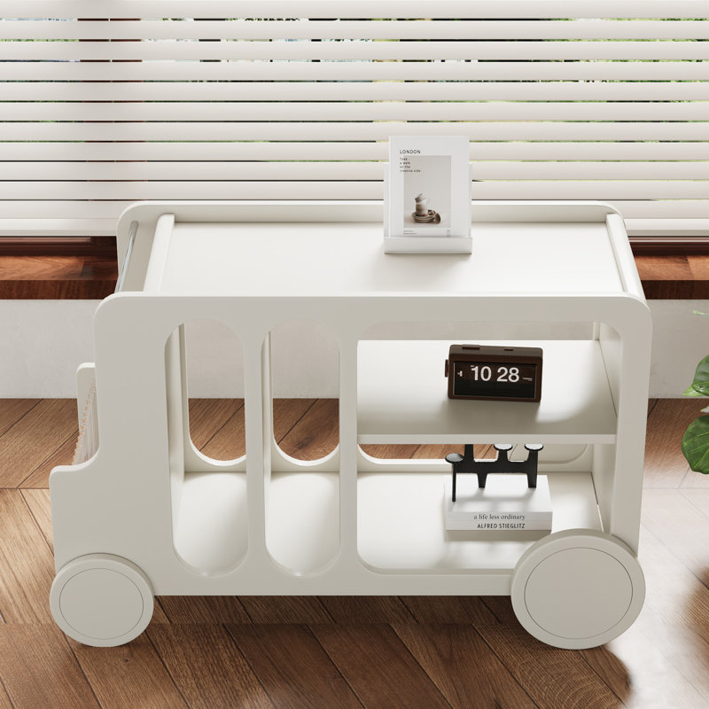 Modern White Side Table With Open Storage Small Side Table