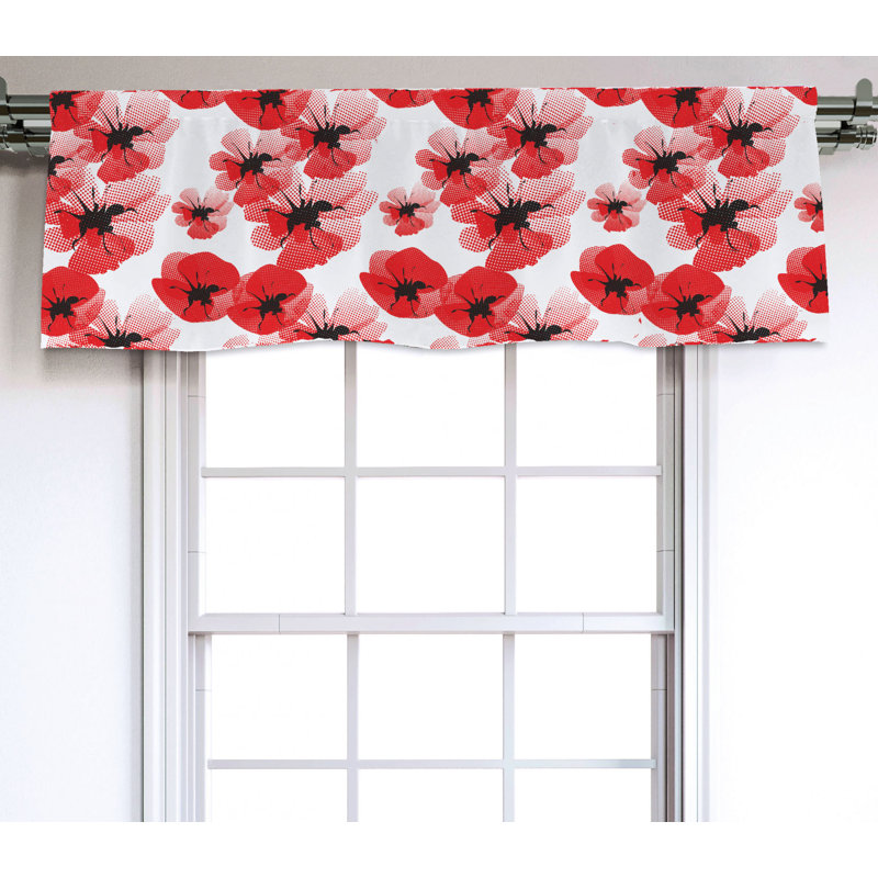 Sateen Floral Ruffled Window Valance