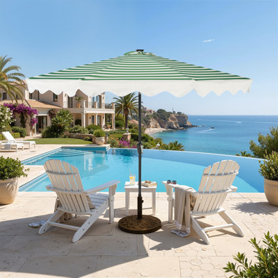 blue table patio umbrella Cantilever Umbrellas | 10 x 13 18 LED bulb lights are set into the ribs of the umbrella to create a romantic mood at night after storing solar energy during the day LED Patio Umbrella, Outdoor Table