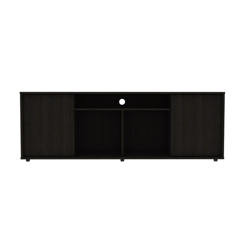 Seattle 2 Piece Living Room Set, Magda Bar Cart + Dallas TV Stand , Black
