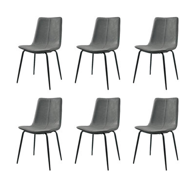 Chaises de salle à manger en similicuir, chaises de salle à manger de cuisine avec dossier et pieds en métal, chaise sans accoudoirs moderne Mid-Century, siège rembourré