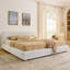 Très grand lit plateforme tapissier avec tête de lit et tiroirs de rangement - Structure robuste, beige-2116142219-2116142230