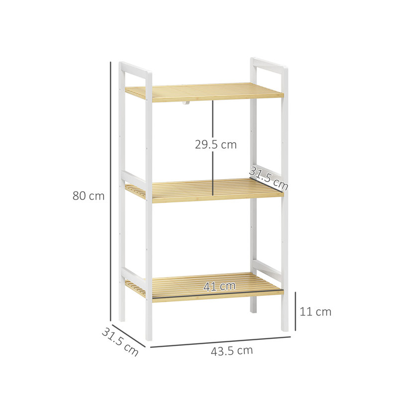 Bamboo Bathroom Shelves, White