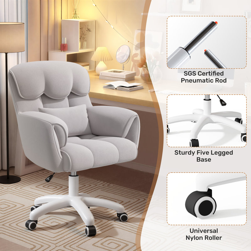 Velvet Office Chair, Grey, White