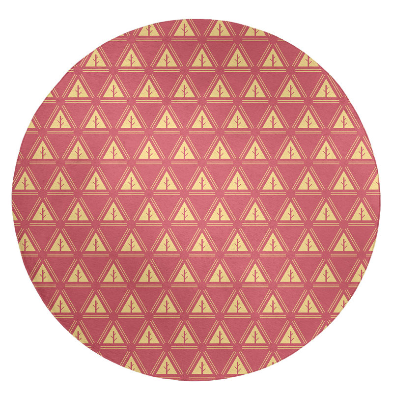 Tapis de zone orange/jaune minimal trees, Rond 5 pi