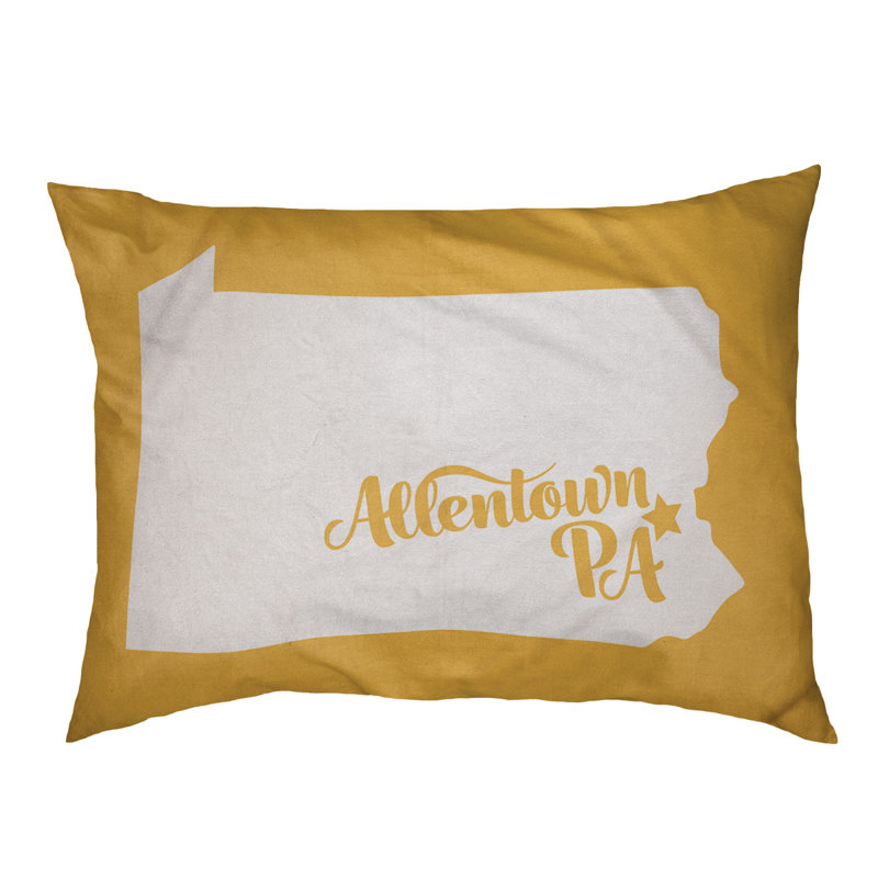 Coussin stylisé allentown de pennsylvanie, Moyen (L 30 po x l 40 po), Jaune