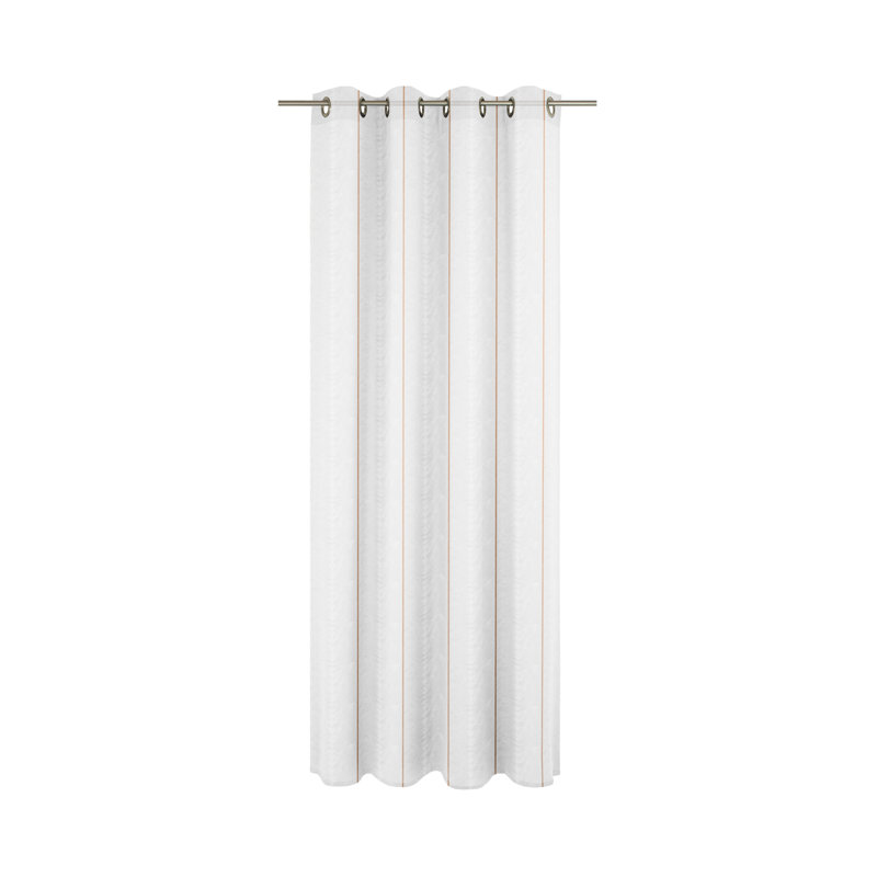 Canadice Semi Sheer Curtain Single Panel, 300 W x 245 D cm, Terracotta/White