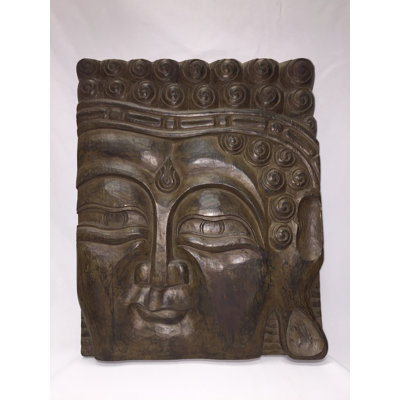 Décoration murale plaque bouddha en bois