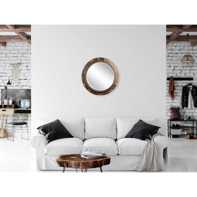 Miroir mural rond, rouille