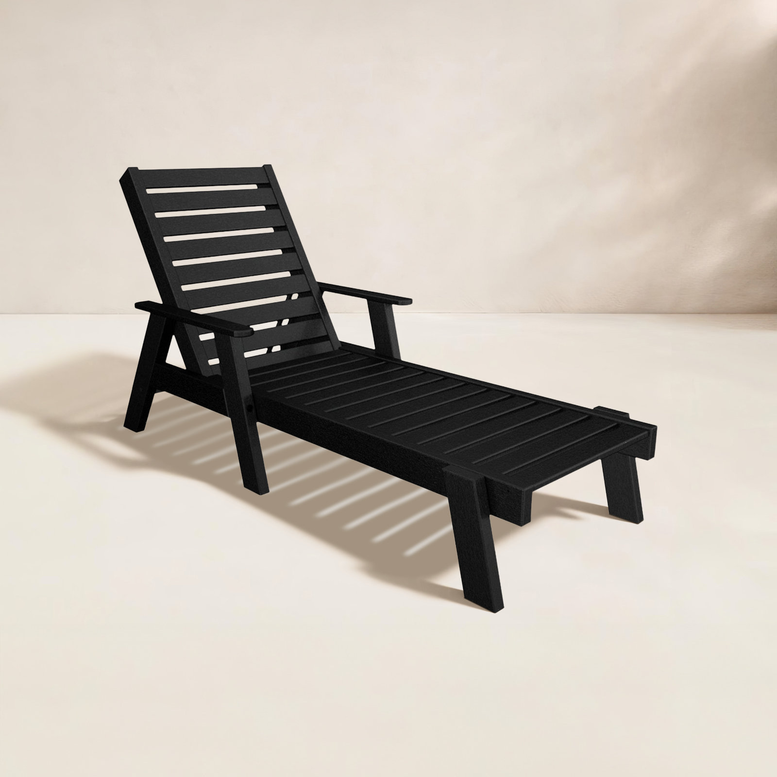 POLYWOOD® Captain 28" Patio Chaise Lounge, Black