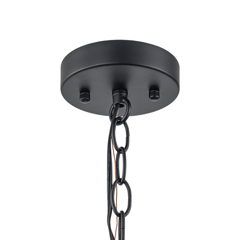 1-Light Handcrafted Textured Water-Glass Cylinder Pendant, Black