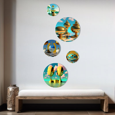 Décoration murale dorée Golden Spheres Infinity I - City
