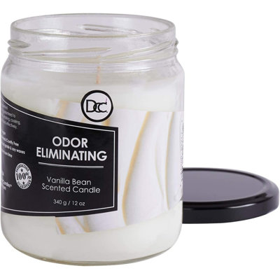 Vanilla Bean Odor-Neutralizing Candle: 12Oz Premium Soy Wax Blend, 80-Hour Burn, Effectively Freshens Indoor Air.