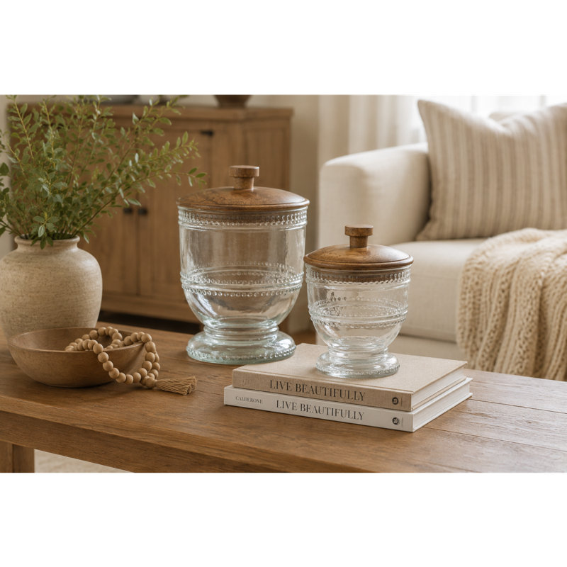 Ensemble de bocaux dÃ©coratifs en verre avec des perles de verre