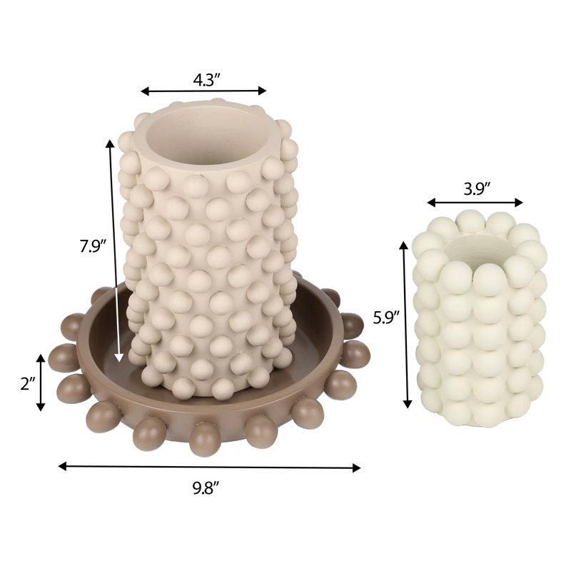 Ensemble de 3 vases cylindriques Petra, Matte Warm Neutral