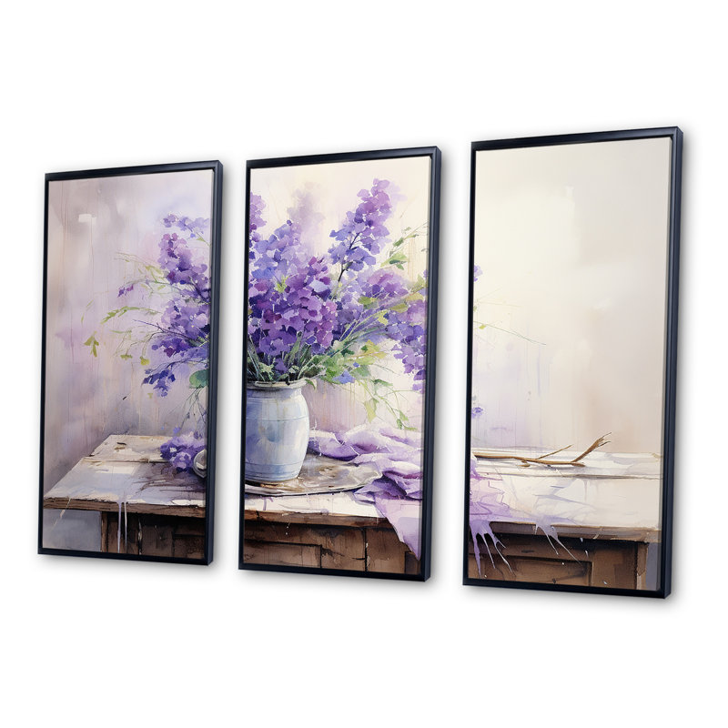 «Violets Farmhouse Still Life - Violets», ensemble de reproduction d'art mural, H 32 po x l 48 po x P 1 po