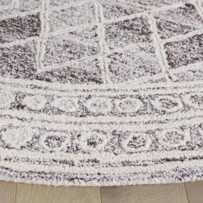 Jonmatthew Abstract Hand Tufted Wool With Cotton Cloth Backing Geometric Rug, Round 6'