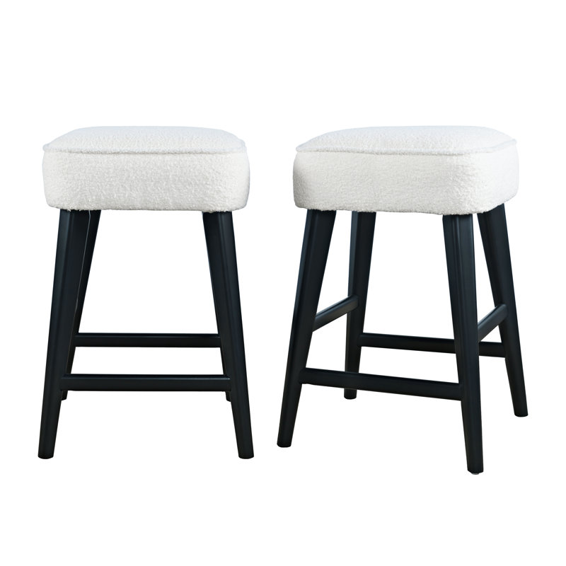 Donavan Mid-Century Modern Upholstery Backless Counter Barstool, Black