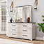 Commode de chambre à coucher 6 tiroirs avec miroir rond blanc rond Roundhill Furniture