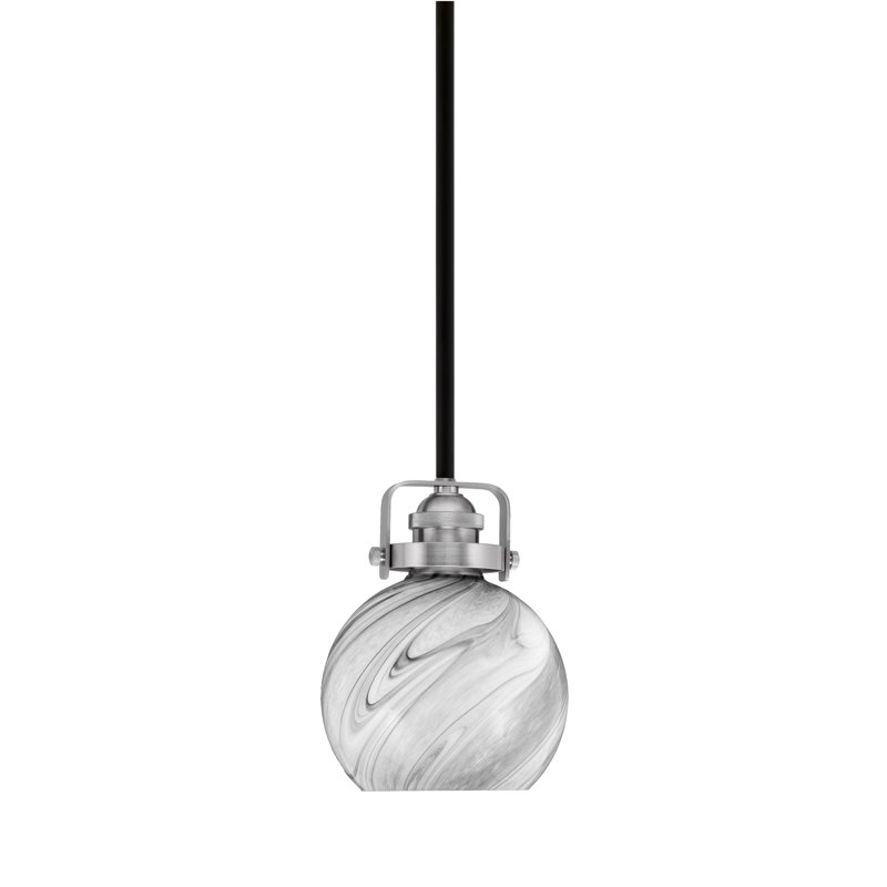 Mini-luminaire suspendu avec tige Easton 5,75 po, Noir mat / nickel brossé