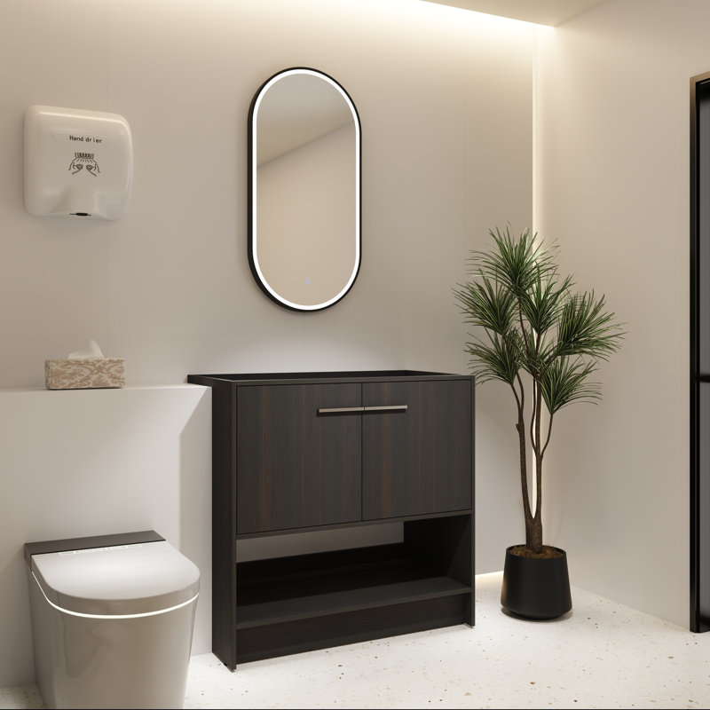 Base de meuble-lavabo autoportant 36 po avec 2 portes, Noir