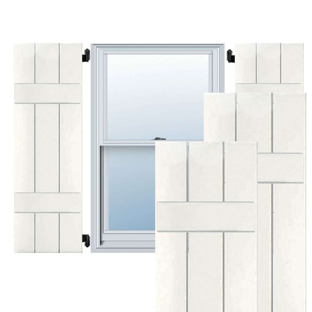 Exterior Three Board (2 Batten) Real Wood Pine Board-n-Batten Shutters (Per Pair) (Set of 2) Ekena Millwork 
