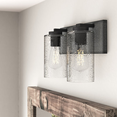 Éclairage pour meuble-lavabo à 2 lumières en zinc vieilli / noir vieilli Sawyer