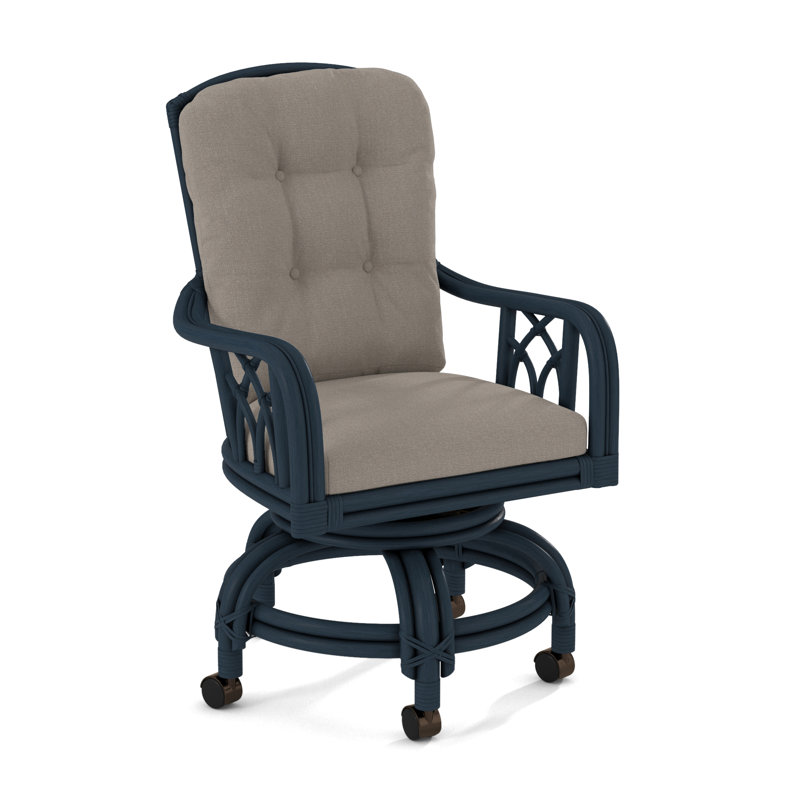 Edgewater Castered Arm Chair, Frost White, Stone Crypton Performance; 0884-83