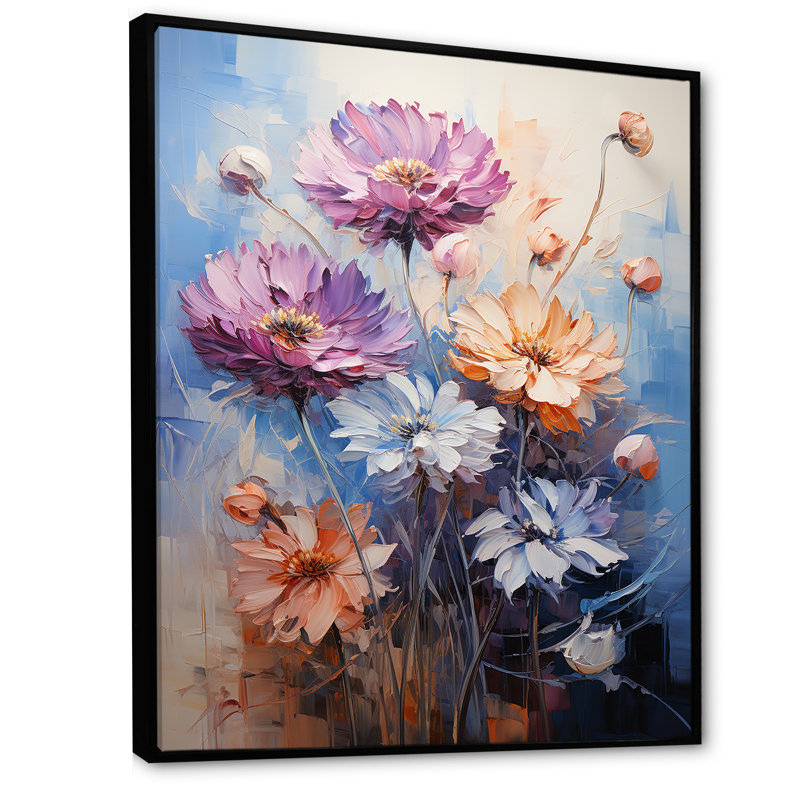 Cornflowers mauve Expression - impressions sur toile, H 32 po x l 16 po x P 1 po, Cadre flottant noir