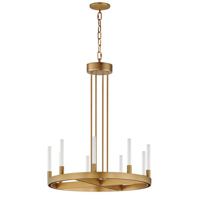 Lustre en roue de chariot à 9 lumières DEL Ovation