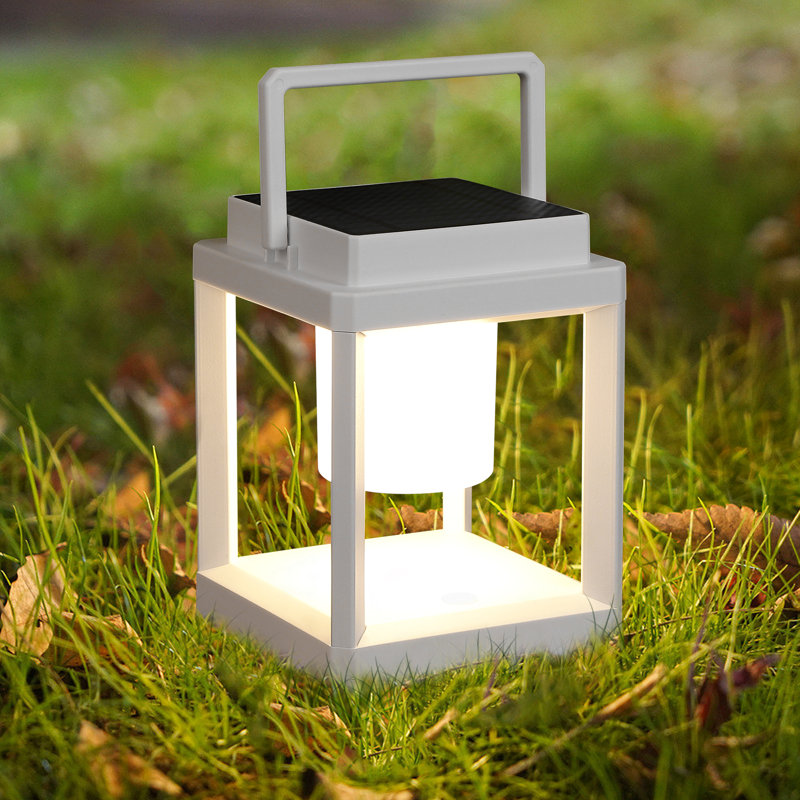 Lanterne solaire d'extérieur à DEL 7,4 "à intensité variable intégrée - Lampe IP44 imperméable alimentée par batterie pour le camping en terrasse