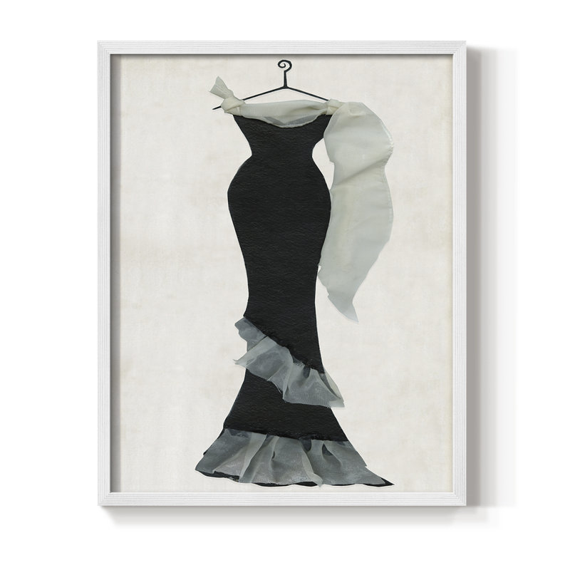 «Black Gown and Tulle II», reproduction encadrée - bois massif, H 11 po x l 9 po, Blanc