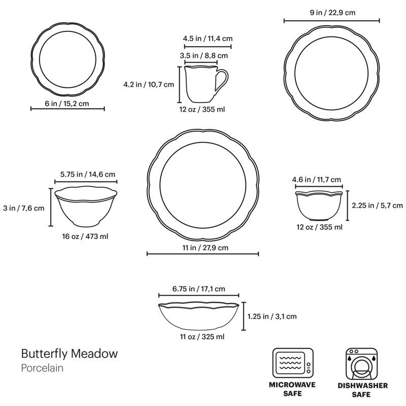 Lenox Butterfly Meadow 28 Piece Dinnerware Set, Service for 4