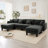 Boucle Fabric U Shape Sectional 4-Seater Sofa With Shell-Shaped Armrests And 2 Movable Ottomans, Cylindrical Legs-7453023