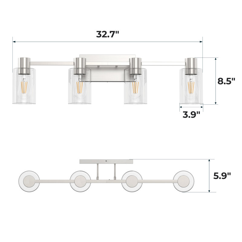 Chalise Vanity Light, 4 Lights, Brushed Nickel