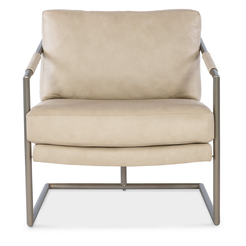 Moody Metal Frame Leather Chair - Stonewash