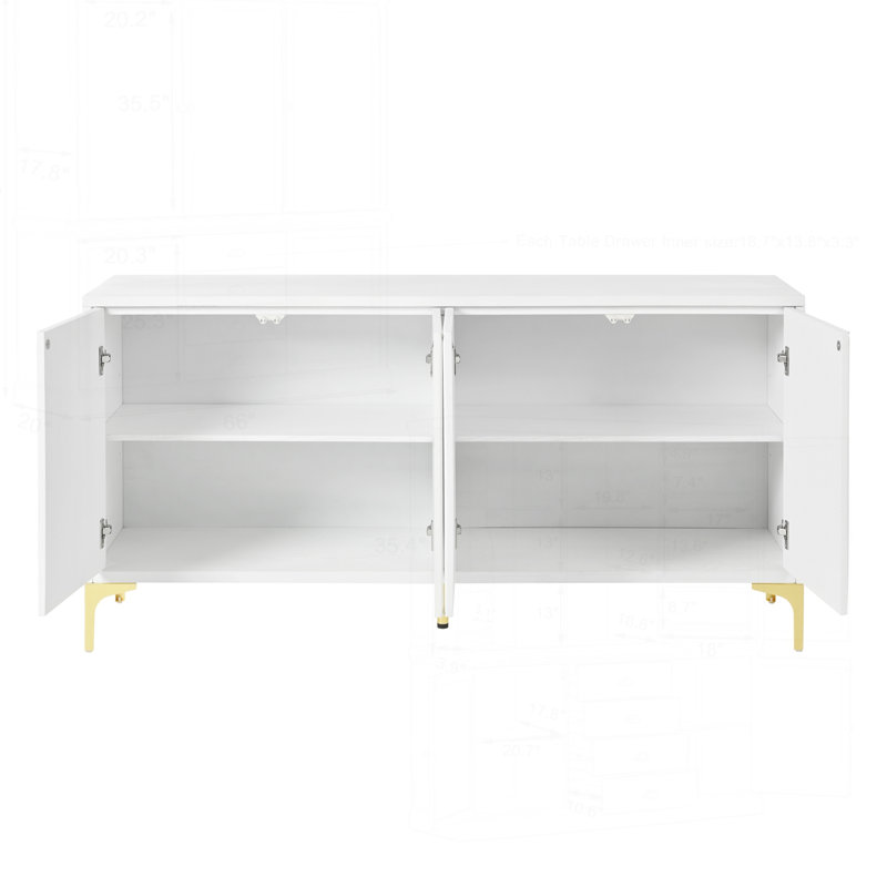 Radiant 60" Sideboard Buffet Cabinet With 4-Doors, Beige