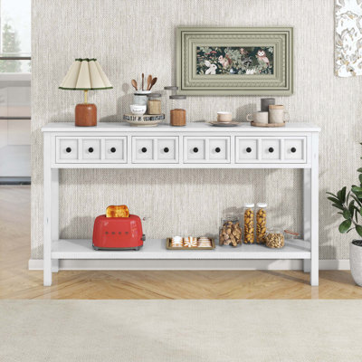Tarsita Rustic Entryway Console Table Long Sofa Table with Drawers and Bottom Shelf Entryway Table