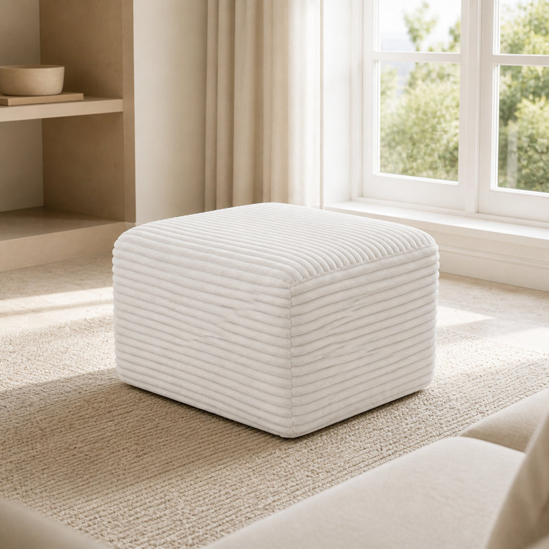 Repose-pieds rembourré avec rembourrage doux, White, White