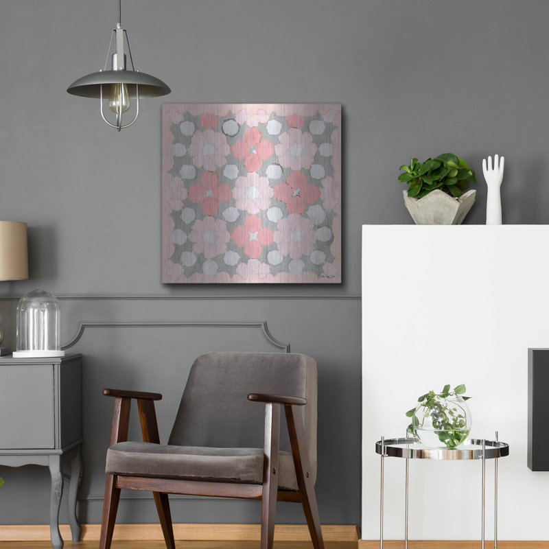 Luxe Rose Art «Pink and Gray Motif 3» par Stella «Rose et gris Motif 3» par Stellar Design Studio, H 24 po x l 24 po