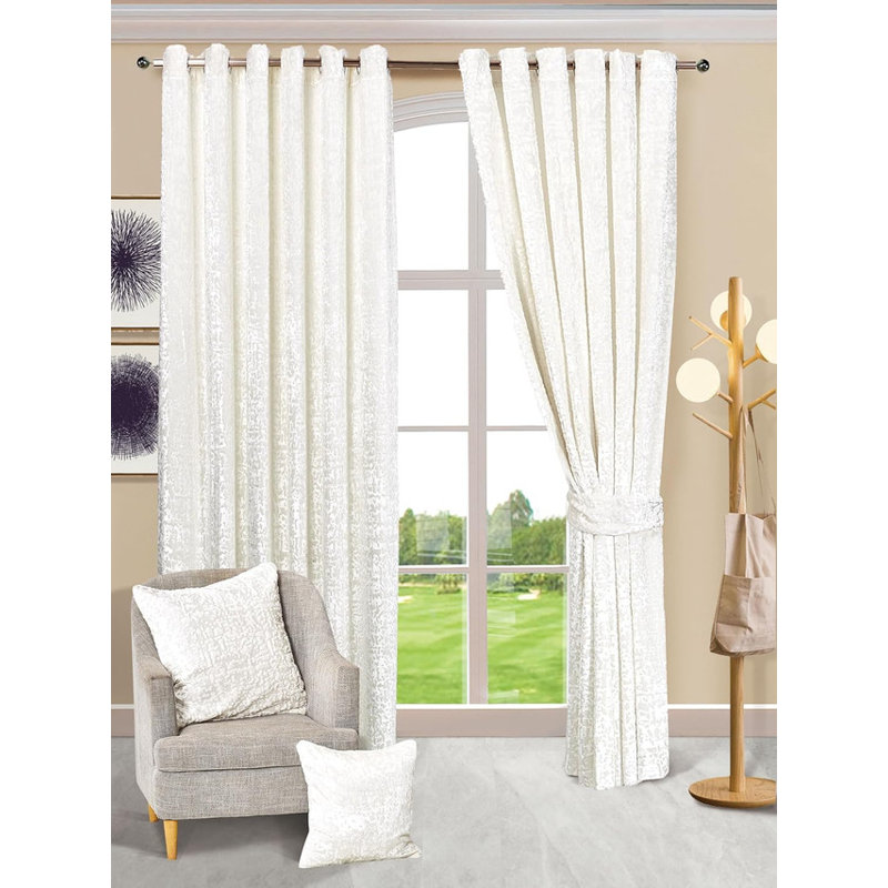 Adelen Velvet Blackout Curtain Pair, 117cm Width x 229cm Drop, White