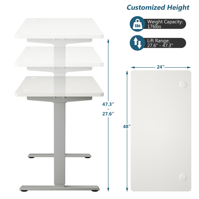 Bureau debout à hauteur ajustable électrique, gris
