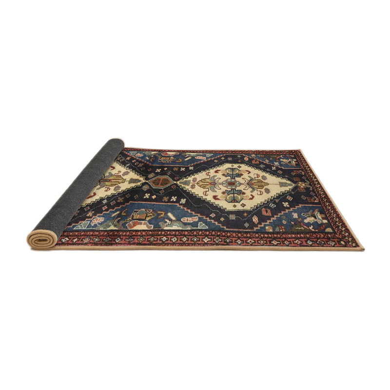 Tapis oriental brun / bleu / beige, Rond 6 pi