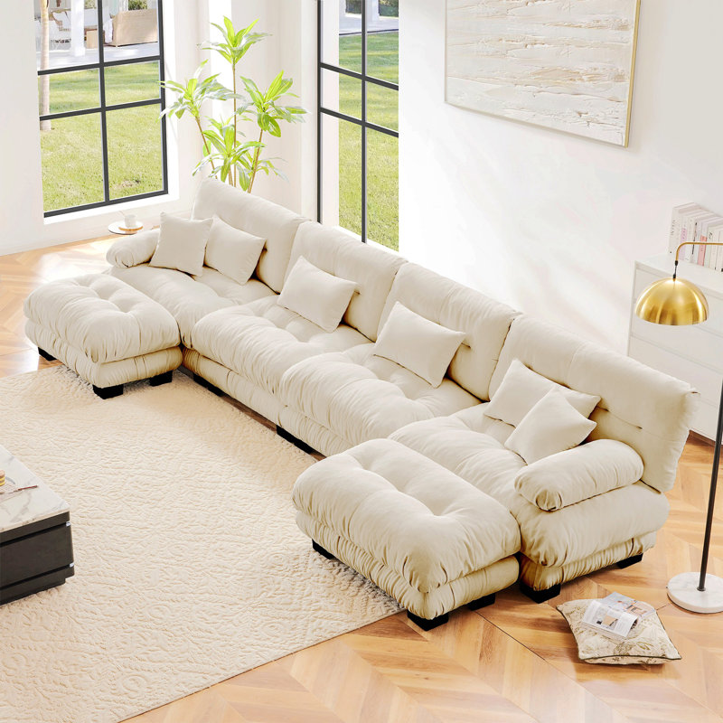 Canapé modulaire à combinaison libre, canapé en forme de U pour le salon, canapé confortable à 4 places avec 2 repose-pieds, chenille
