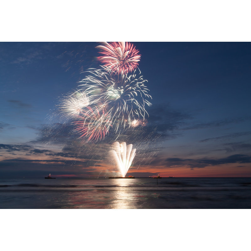Fireworks At The Beach by Octabas - Wrapped Canvas Print, 20cm H x 30cm W