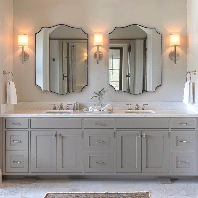 Miroir de salle de bain Anayalee Cadre en acier inoxydable, 30 po x 22 po, Nickel brossé