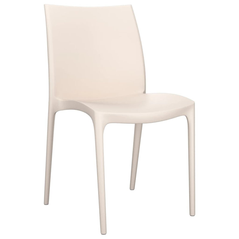 Wilburg Stacking Patio Dining Side Chair, Cream