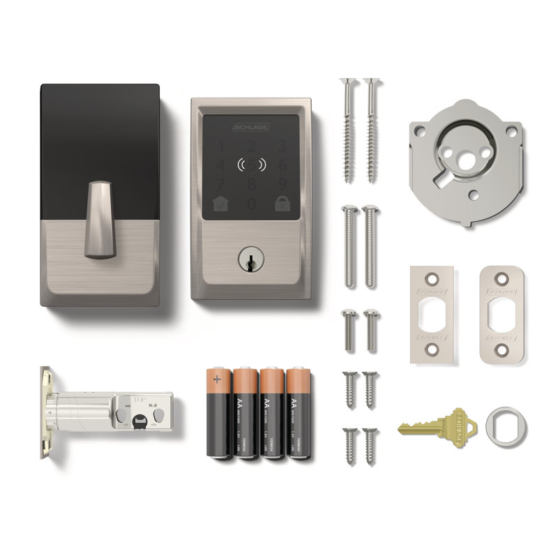 Encode Plus Smart Wifi Deadbolt With Century Trim, Satin Nickel