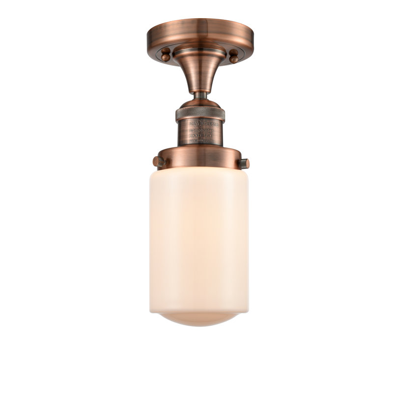 Plafonnier semi-encastré 4,5 po Saroyan, Blanc mat, Ampoule non incluse, Cuivre antique